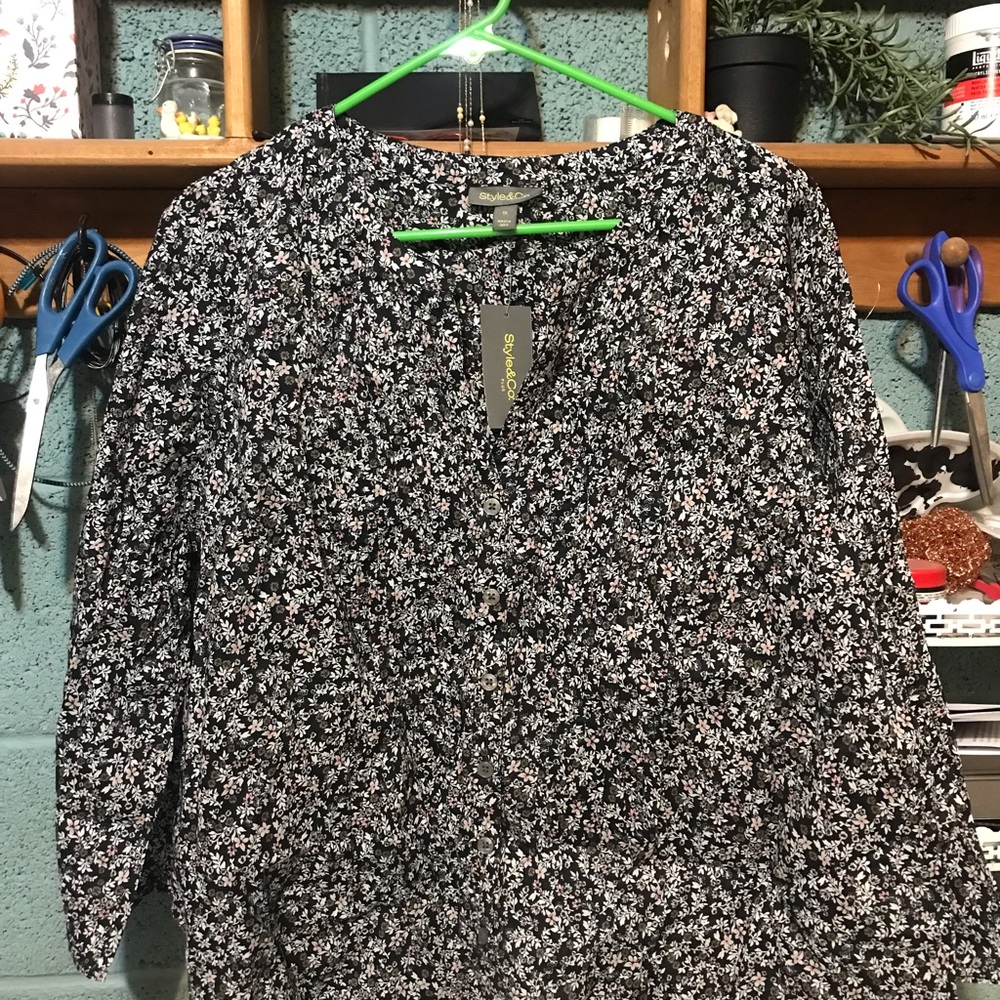 Black Floral Women Top